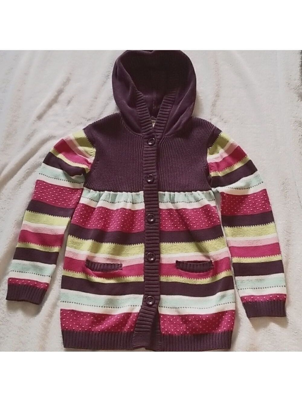 CRAZY 8 GIRLS SWEATER CARDIGAN WITH A HOOD SZ M
